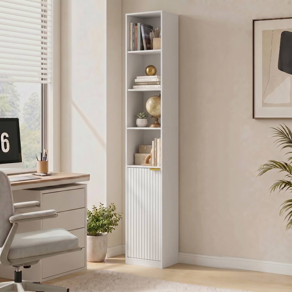 HOMCOM Bookcase Adjustable Shelf 6-Tier in White