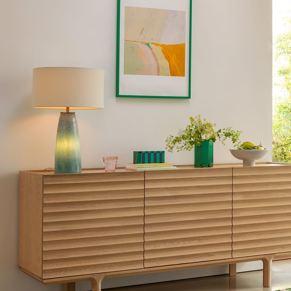Heal's Ryde Glass Dual Light Table Lamp Bronze/Green 4