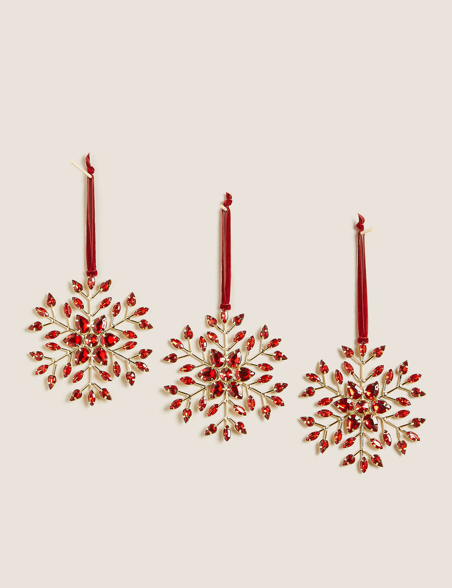 M&S 3 Pack Jewelled Snowflake Decorations