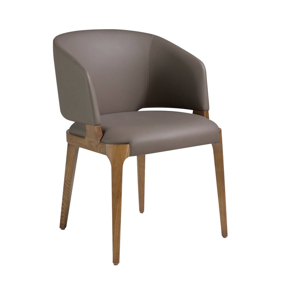 Angel Cerda Dark Mink Leatherette Dining Chair with Armrests in Grey
