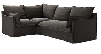 Isaac Asym: LHF Single w RHF 2 Seat Sofabed in Battleship Grey Smart Cotton - sofa.com