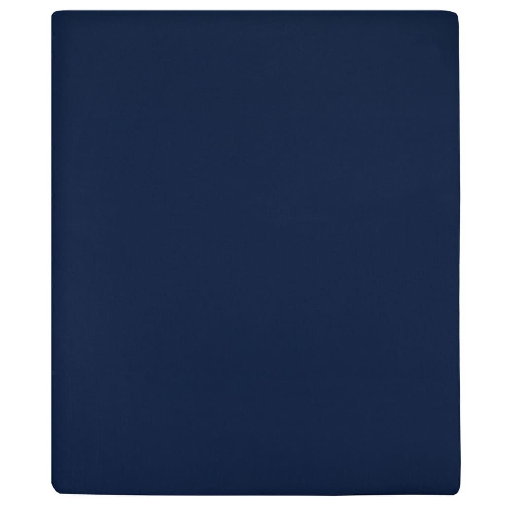 Berkfield Home Jersey Fitted Sheets 2 pcs Navy Blue 90x200 cm Cotton