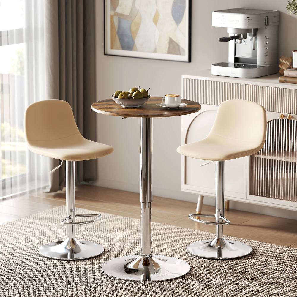 HOMCOM Round Bar Table, Swivel Bistro Table with Adjustable Height in Brown