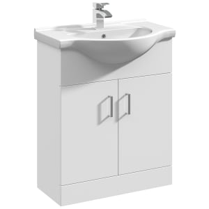 Nuie Mayford White Gloss Vanity Unit & Round Basin - 836 x 650mm