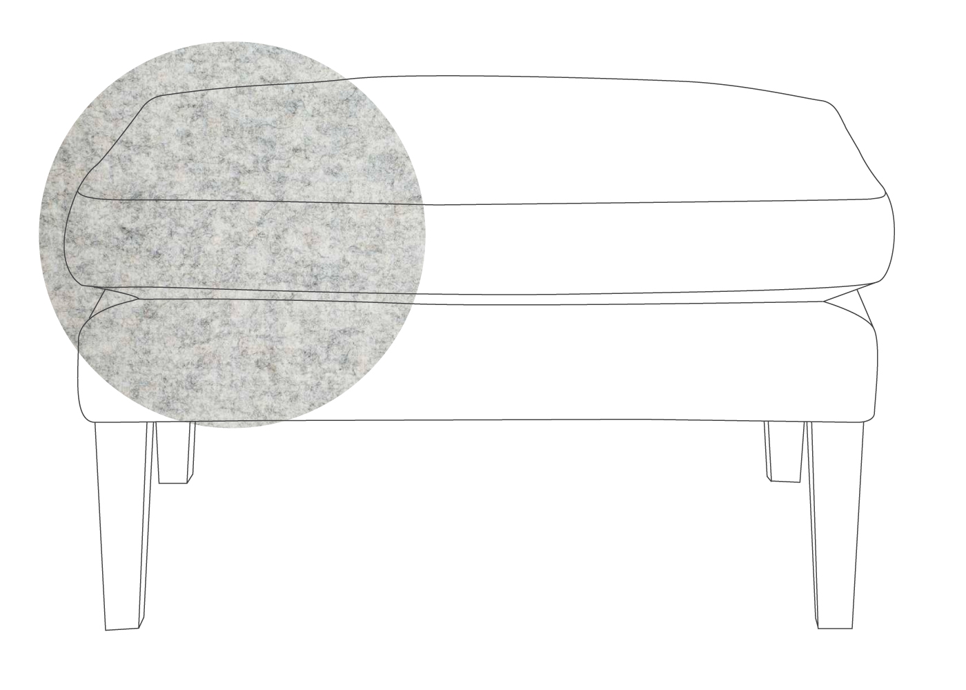 Heal's Wallis Ottoman Melton Wool Limestone Black Feet