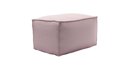 Isaac Small Rectangular Footstool in Powder Pink Brushed Linen Cotton - sofa.com