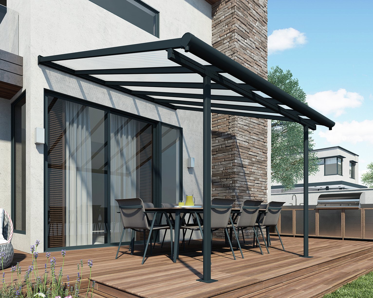 Palram Sierra 3 x 3.05m Patio Cover - Grey Clear