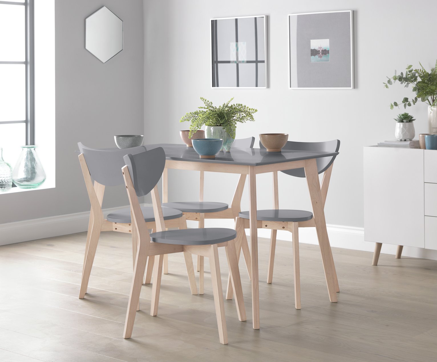 Habitat Harlow Dining Table & 4 Chairs - Grey