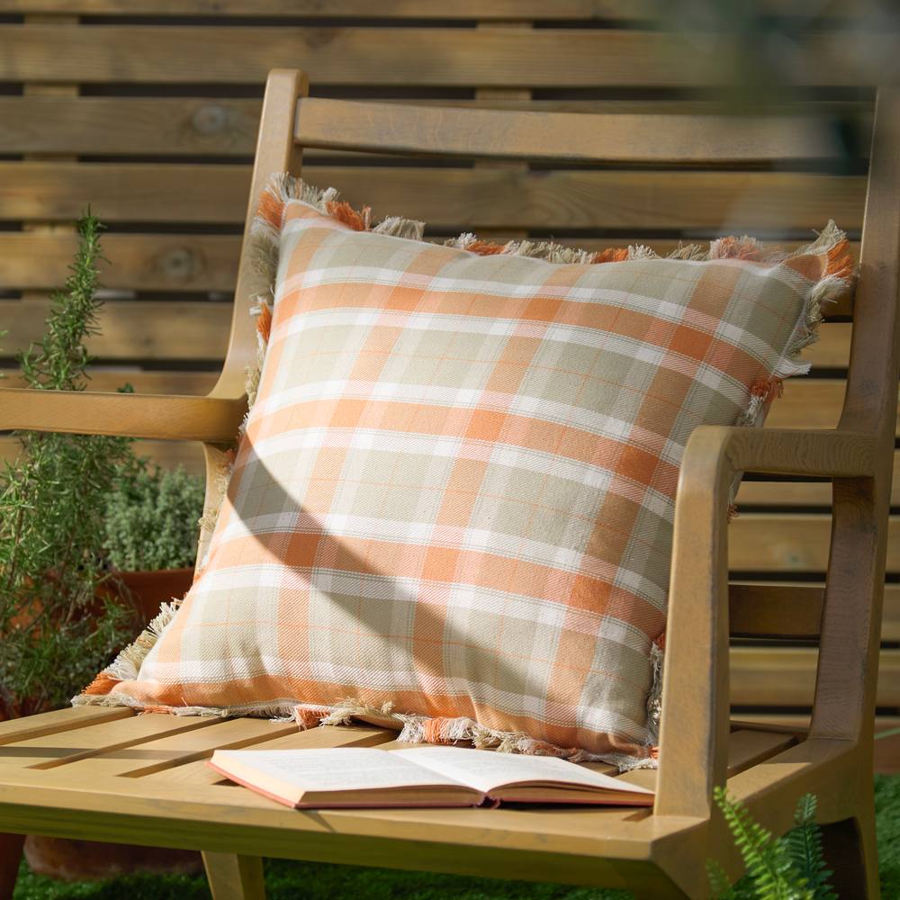 Voyage Maison Arrochar Tartan Woven Indoor/Outdoor Cushion in Orange