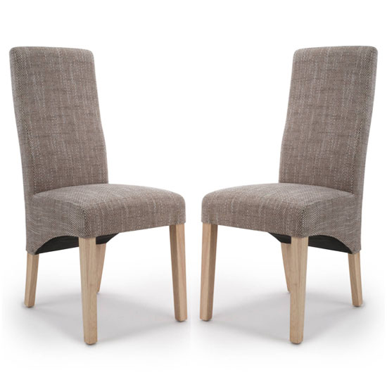 Baxter Oatmeal Wave Back Tweed Dining Chair In A Pair