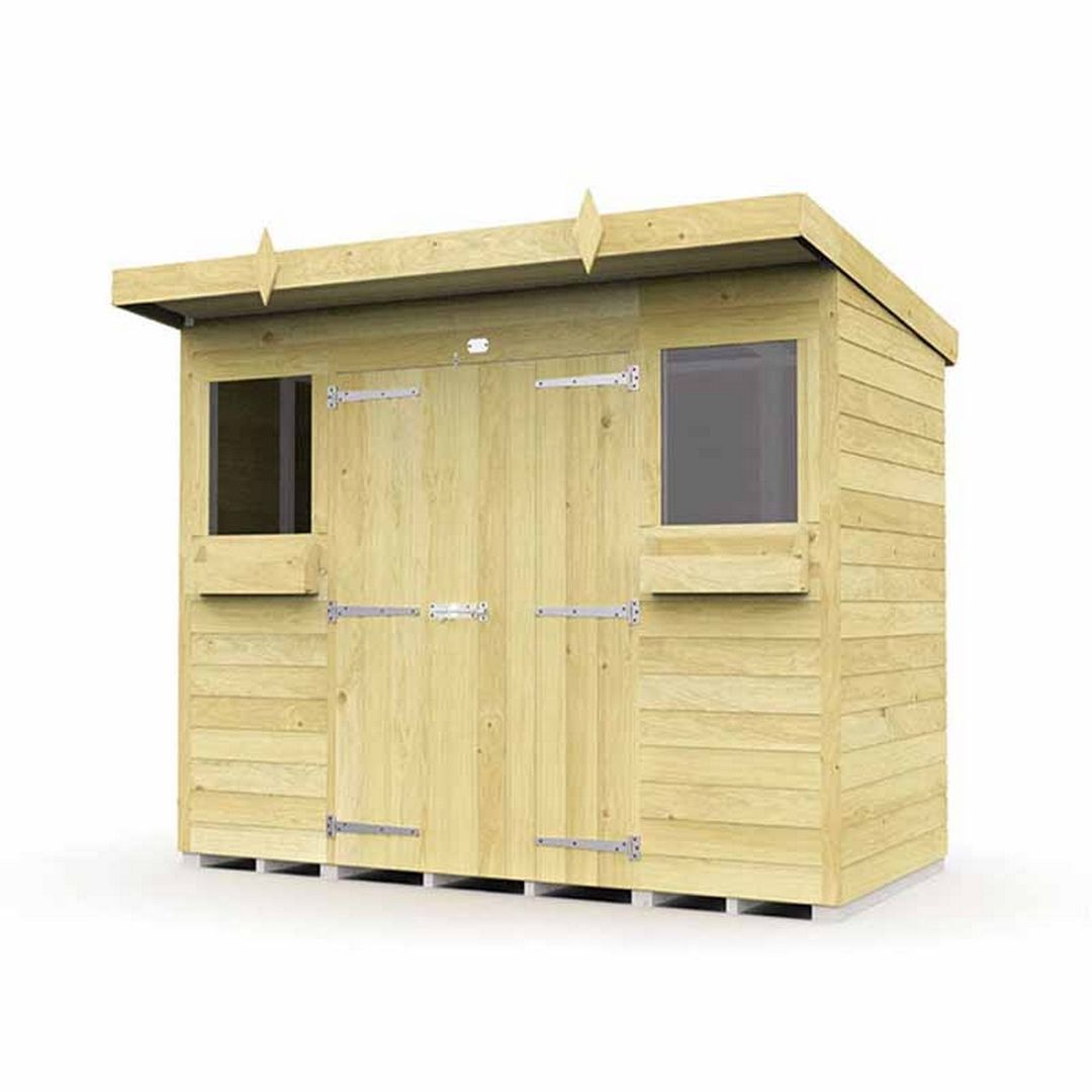 Buttercup Farm 8 x 4 Feet Pent Summer Shed - Wood - L118 x W243 x H201 cm in Brown