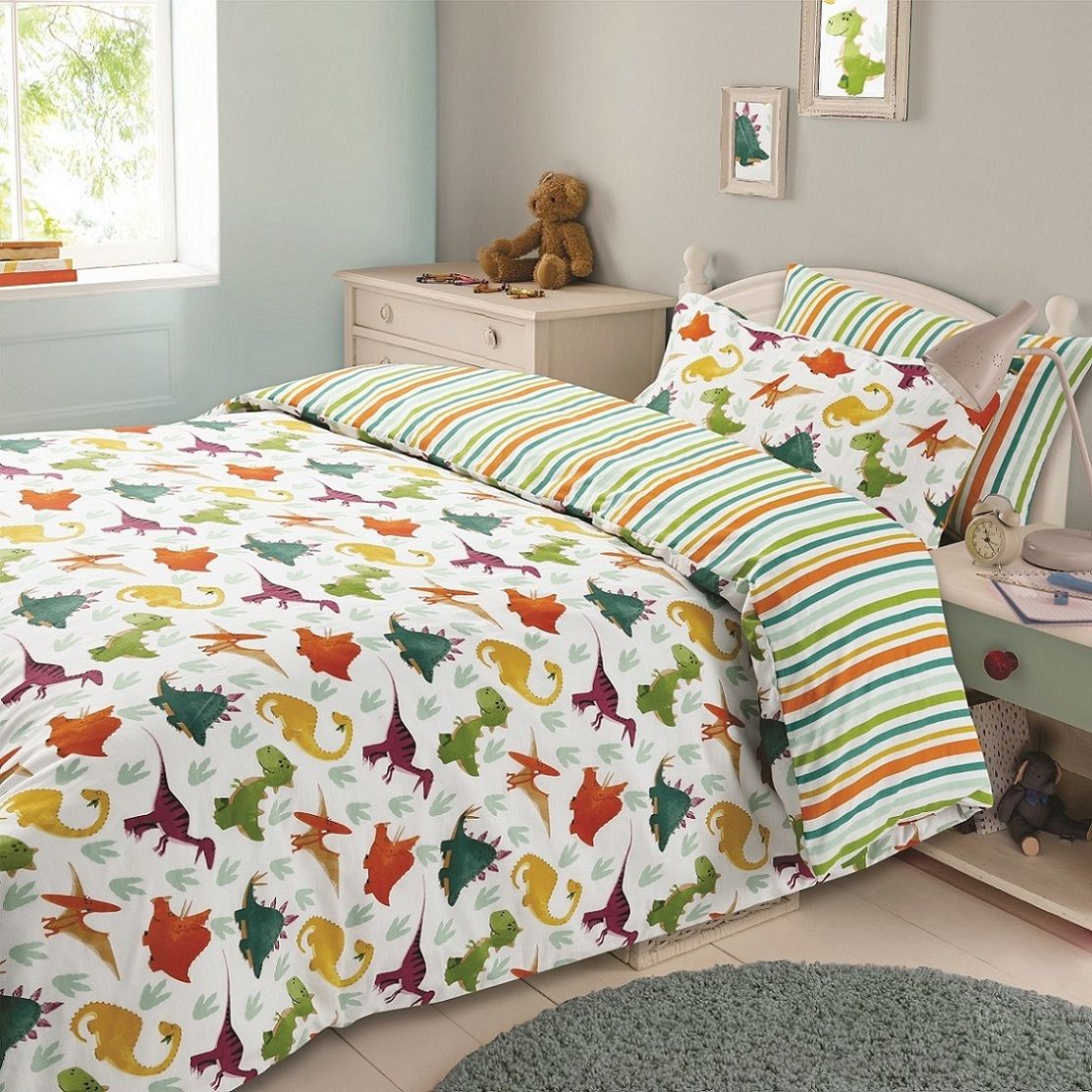 OHS Dinosaur Duvet Cover with Pillowcase Polycotton Bedding Set