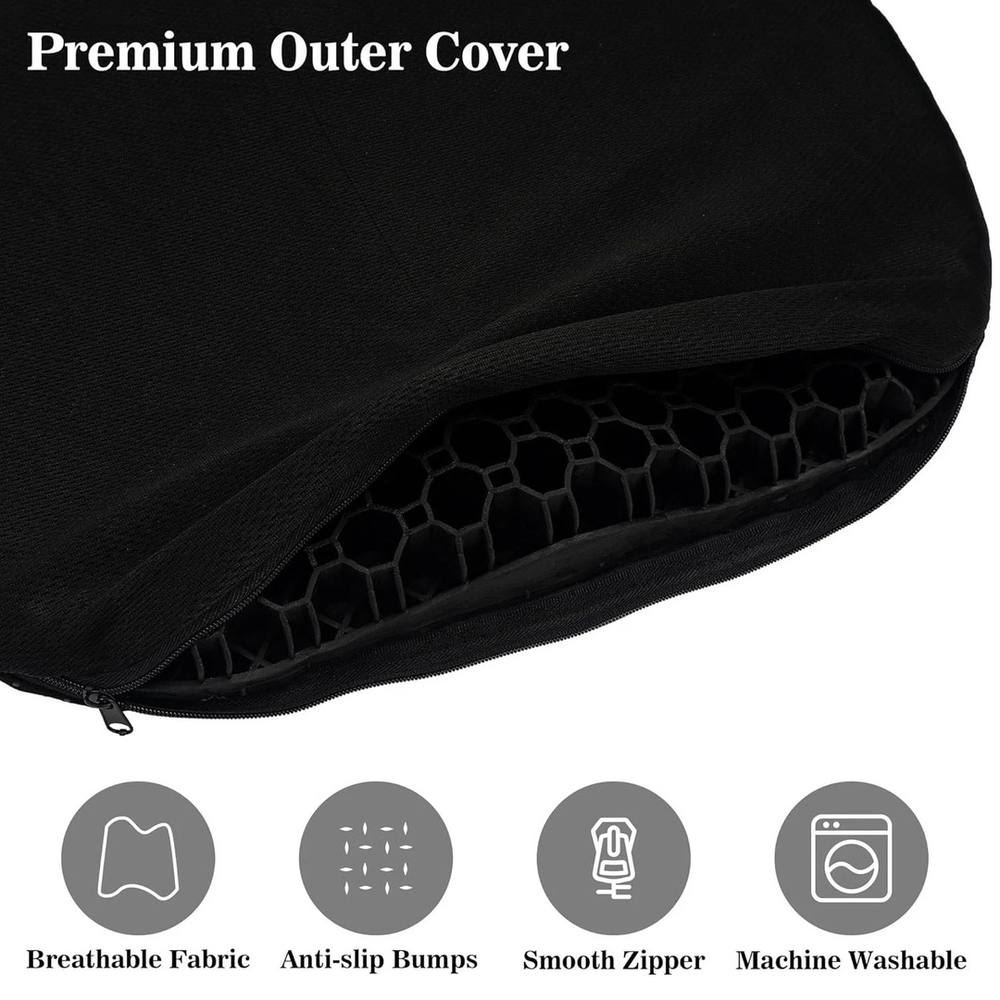 FLAVORA Anti Slip Gel Seat Pad Comfort Cushion in Black