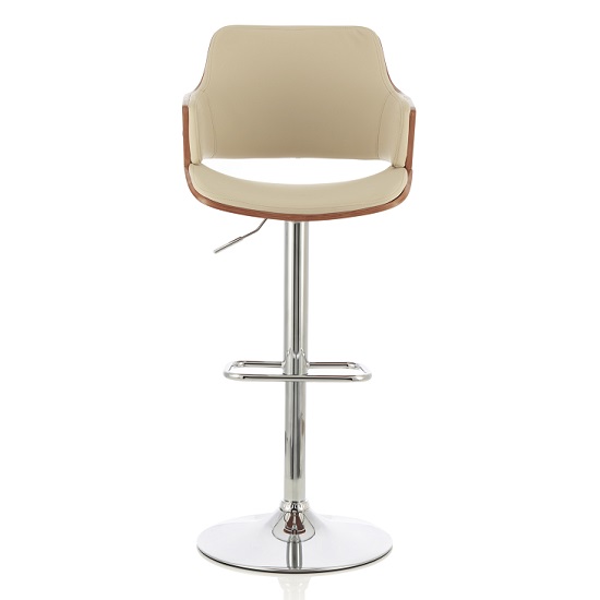 Finnley Bar Stool In Walnut And Cream PU With Chrome Base