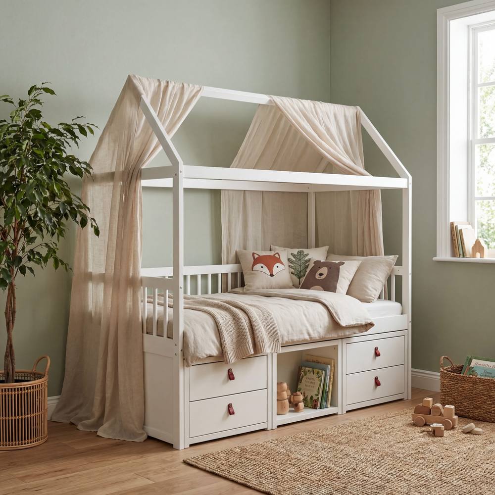Nöa and Nani Lottie Bo Peep House Day Bed with Storage Drawers in White