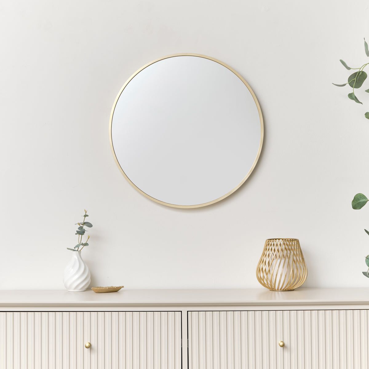 Melody Maison Round Gold Wall Mirror - 50cm X 50cm