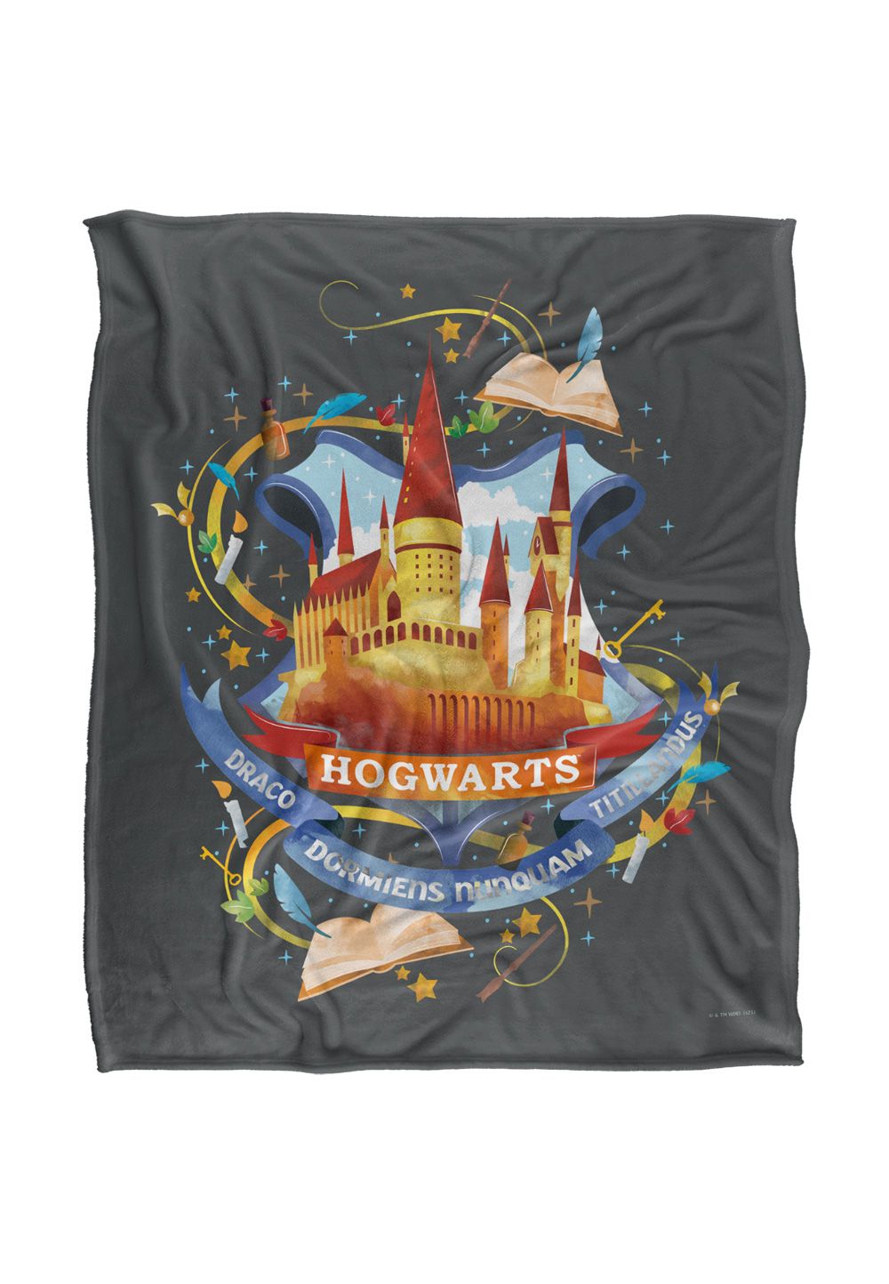 Harry Potter Watercolor Hogwarts Crest Officially Licensed Silky Touch Super Soft Throw Blanket 152x127 cm in White