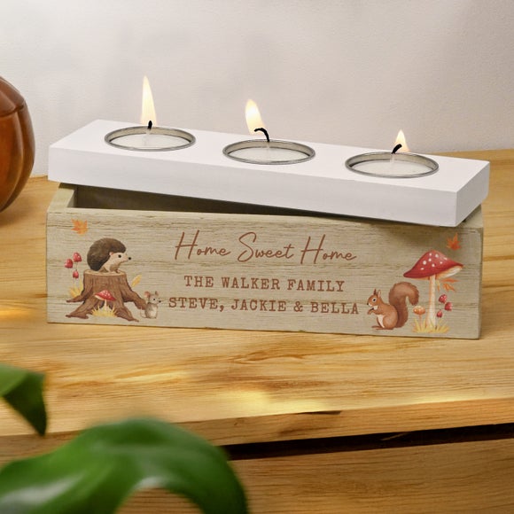 Personalised Autumn Triple Tealight Holder