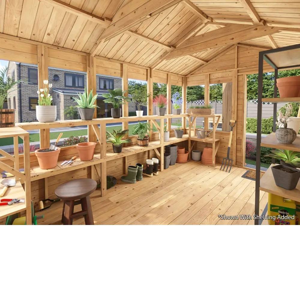 Dunster House Wooden Potting Shed Apex Roof W8' x D12' (W2.4m x D3.6m) Overlord Modular in Brown 3