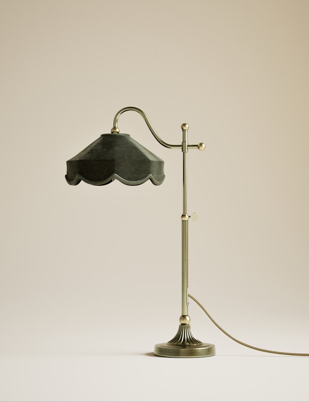 M&S Winnie Velvet Table Lamp Green
