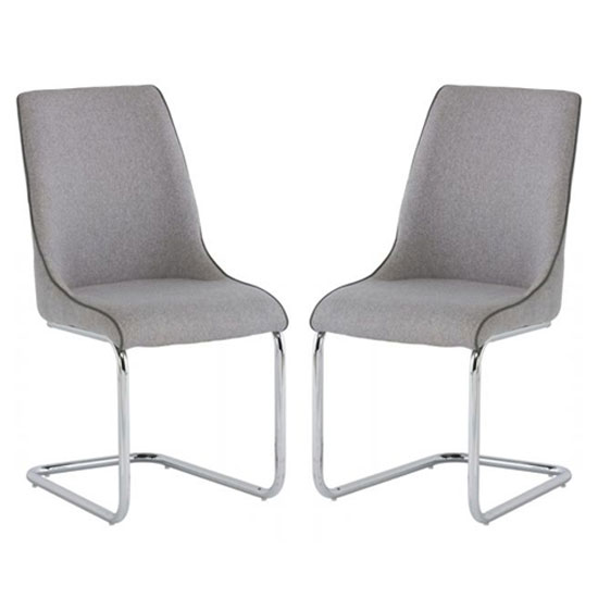 Langham Light Grey Fabric Dining Chair In A Pair