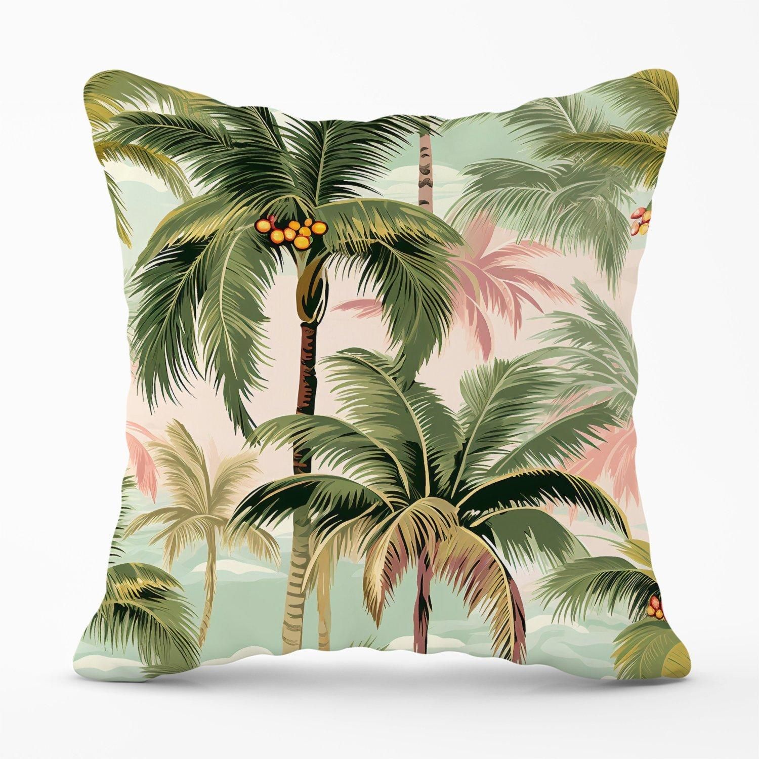 Warren Reed - Designer Palm Trees Pattern Outdoor Cushion in Green