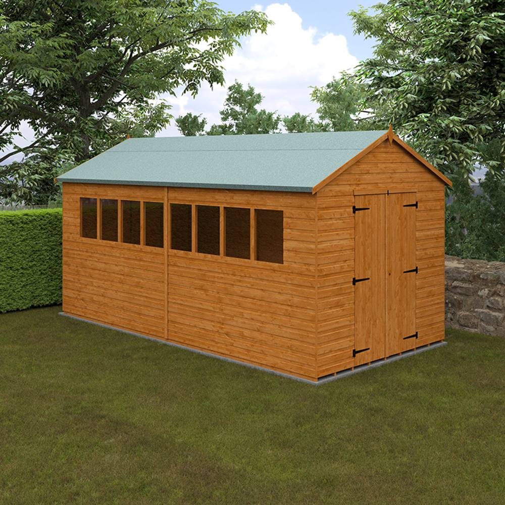 Buttercup Farm 16 x 8 Feet Xl Workshop 12mm Shed - L475 x W235 x H254.5 cm in Burnt Orange 2