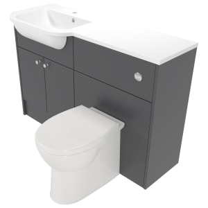 Deccado Benham Charcoal Grey Left Hand 1200mm Fitted Vanity & Toilet Pan Unit Combination with Left Hand Basin
