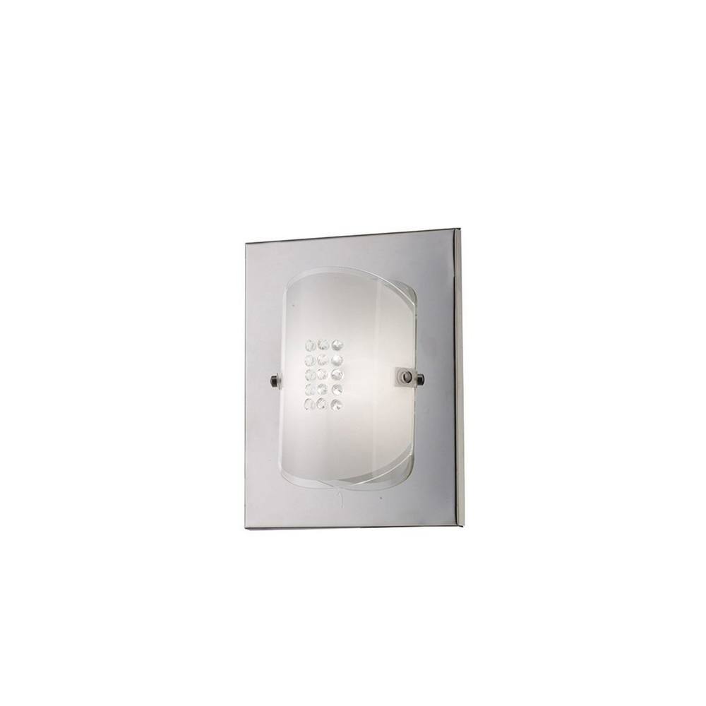 Netlighting Starlis Flush Wall Lamp Switched 1 Light Polished Chrome Glass Crystal in Grey