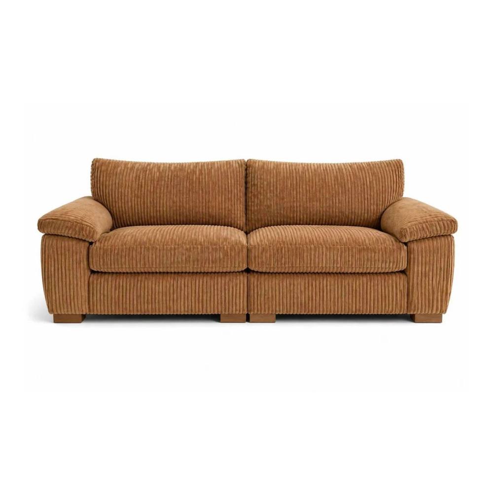 Bliss Furniture Amalfi 3 Seater Split Sofa Soft Fabric in Beige in Tan