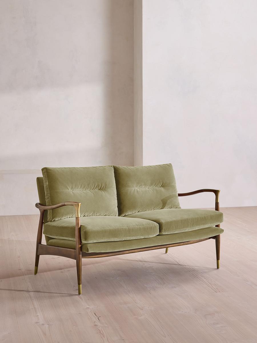 Theodore Two Seater Sofa, Velvet, Lichen