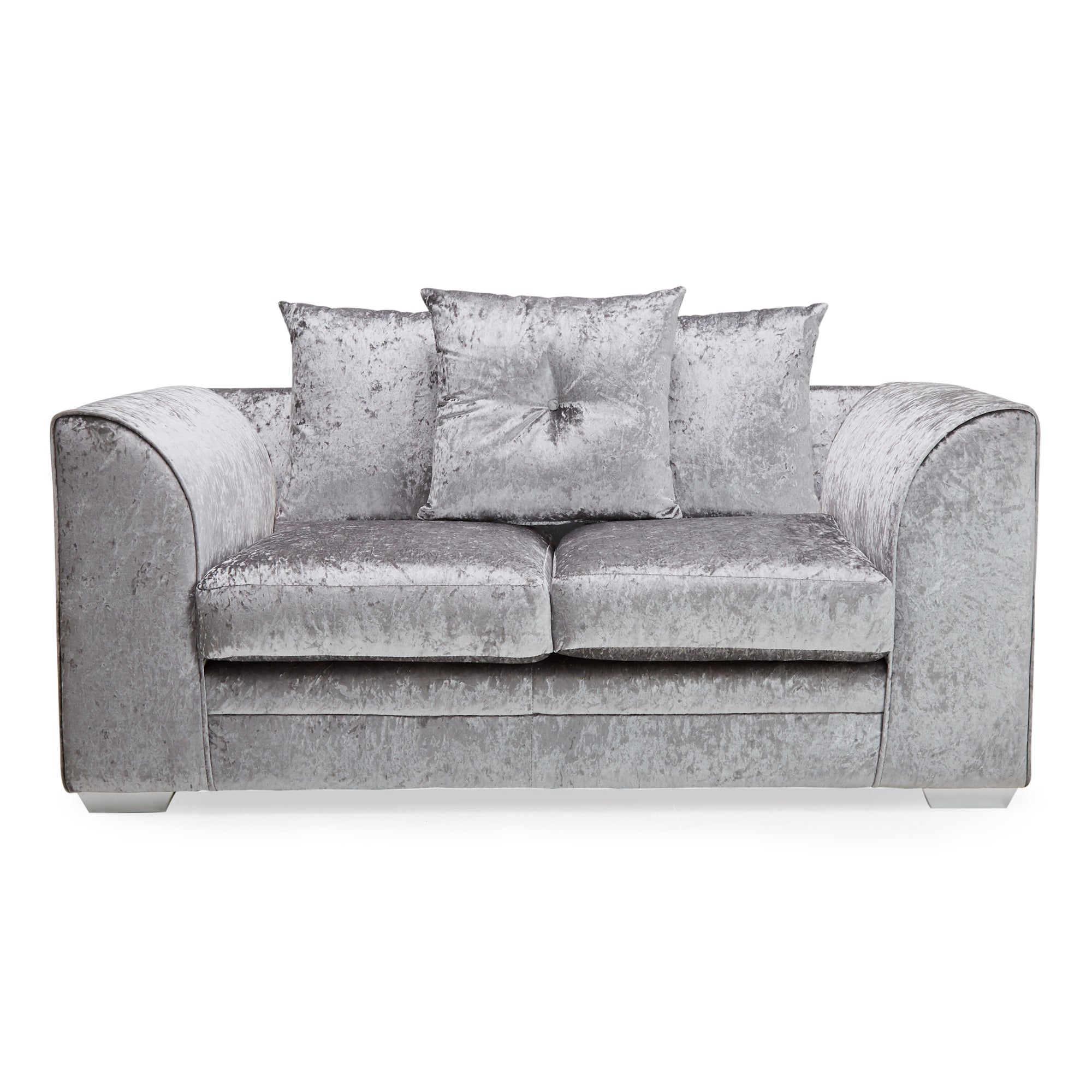 Blake Crushed Velvet 2 Seater Sofa Silver