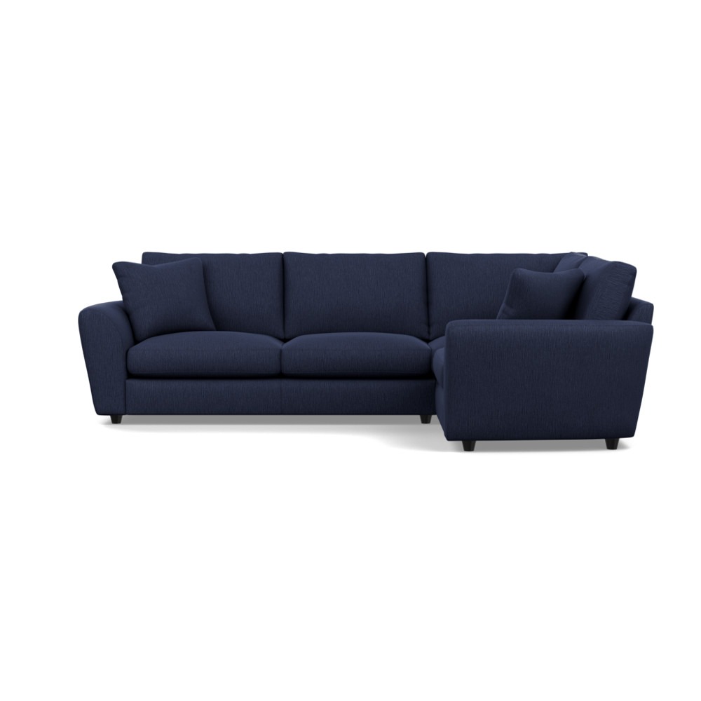 Heal's Snooze Right Hand Facing Corner Sofa Smart Linen Mix Navy Black Feet