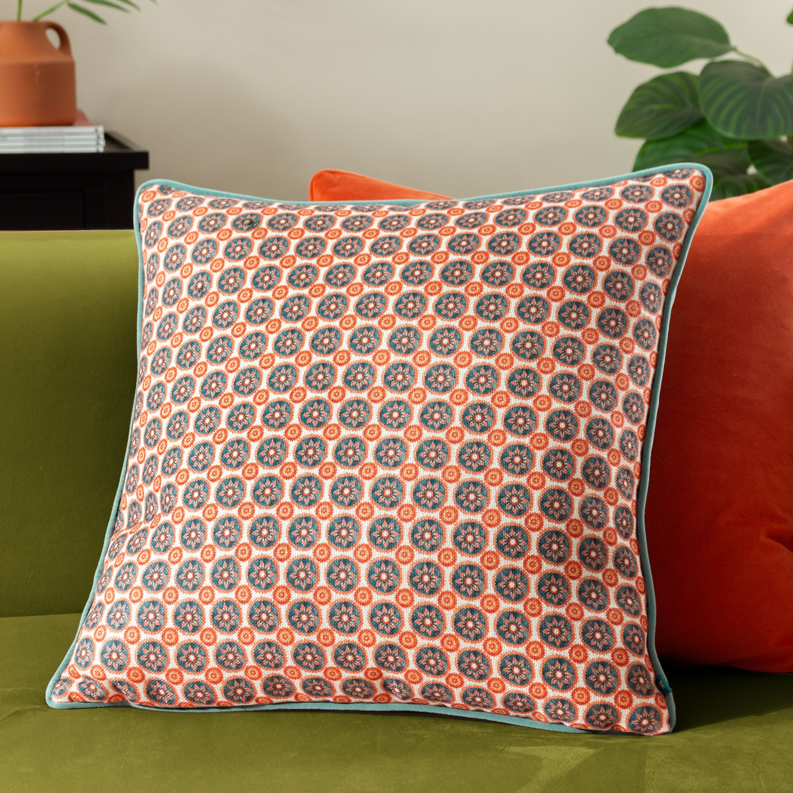 Wylder Tropics Onika Geometric Square Cushion in Blue