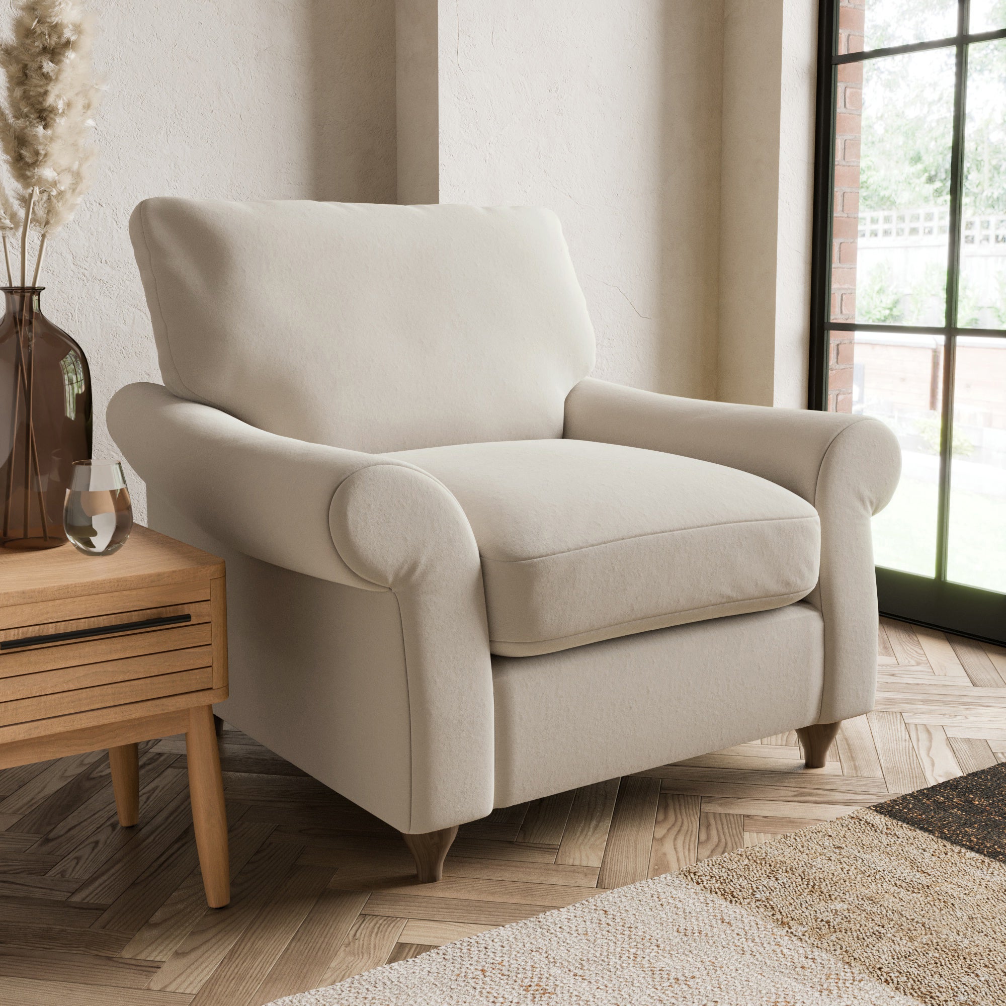 Salisbury Luxury Velvet Armchair Luxury Velvet Natural