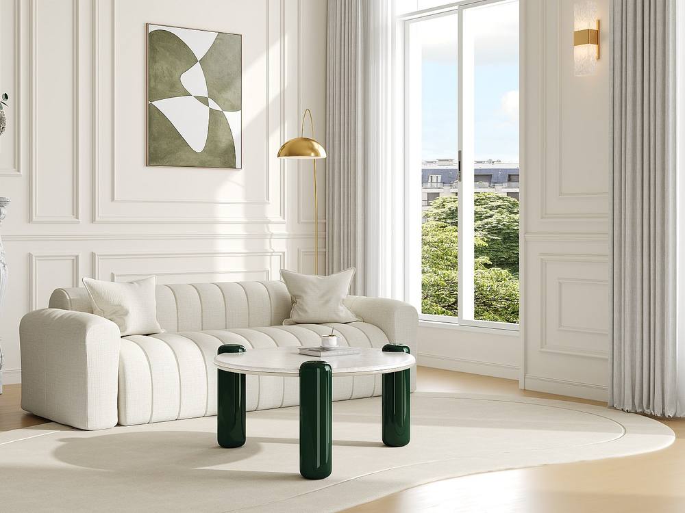 Vente-unique Marble & MDF Coffee Table - Beige & Green - NARODI in White