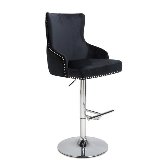 Sirocco Brushed Velvet Bar Stool In Black
