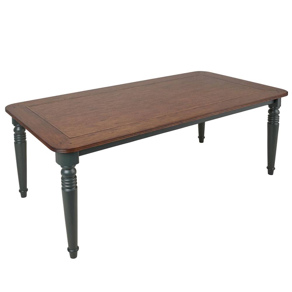 Statement Furniture Queensbury Large Dining Table with Oak Top in Bottle Green