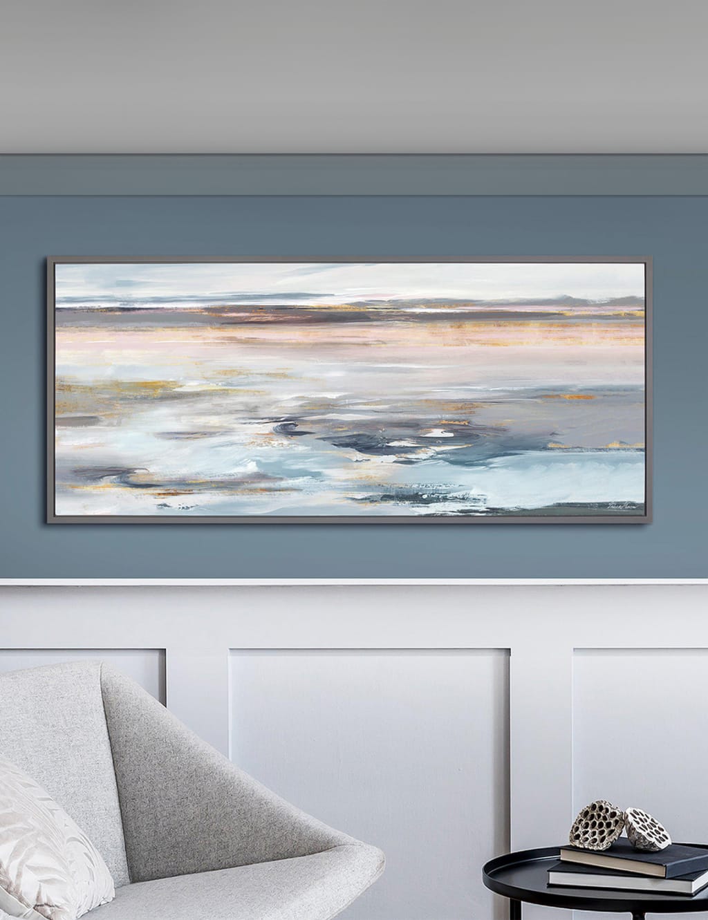 Gallery Direct Even Tide Rectangle Framed Art Grey