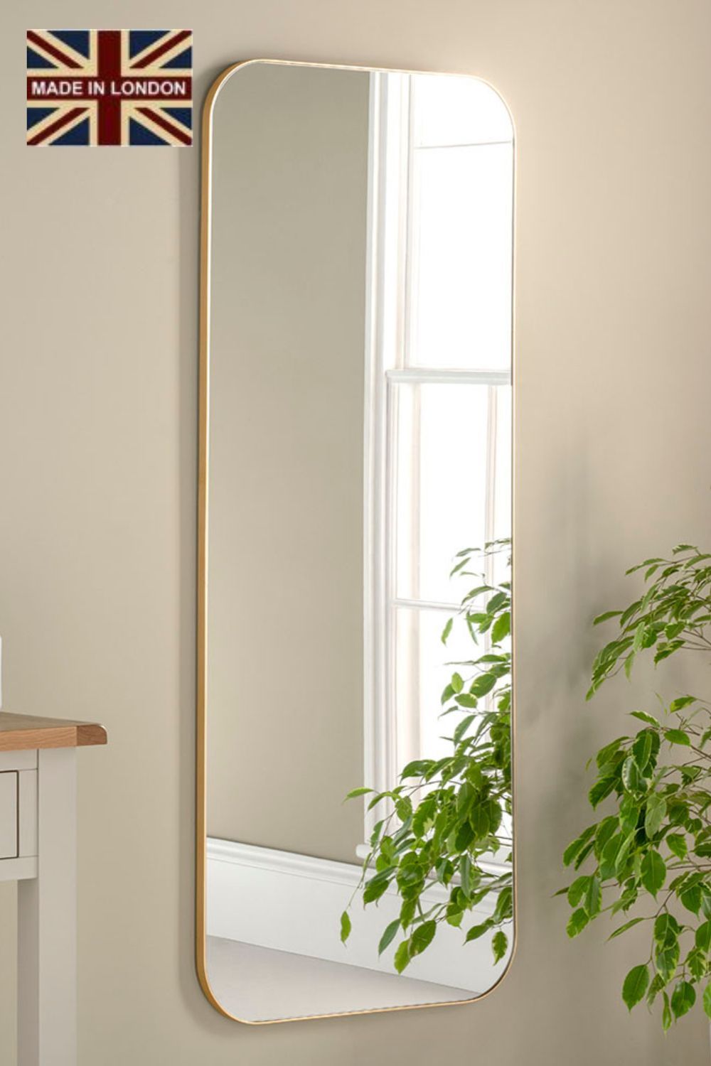 Yearn Mirrors Large Full Length Gold Radius Corner Mirror 150x60cm