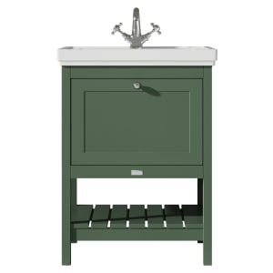 Bayswater Hartleigh Hunter Green Traditional Freestanding Vanity Unit & 1 Tap Hole Traditional Recessed Basin - 600mm