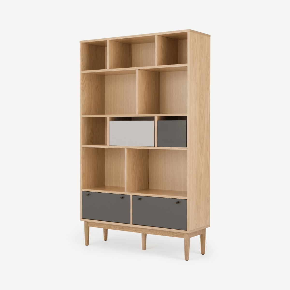 Campton Wide Bookcase, Oak and Grey
