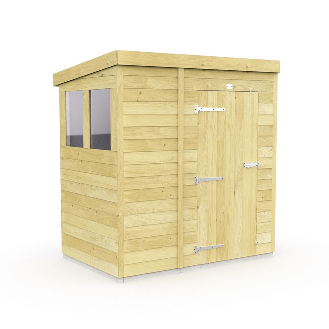 Buttercup Farm 6 x 4 Feet Pent Security Shed - Double Door - L118 x W185 x H201 cm in Brown