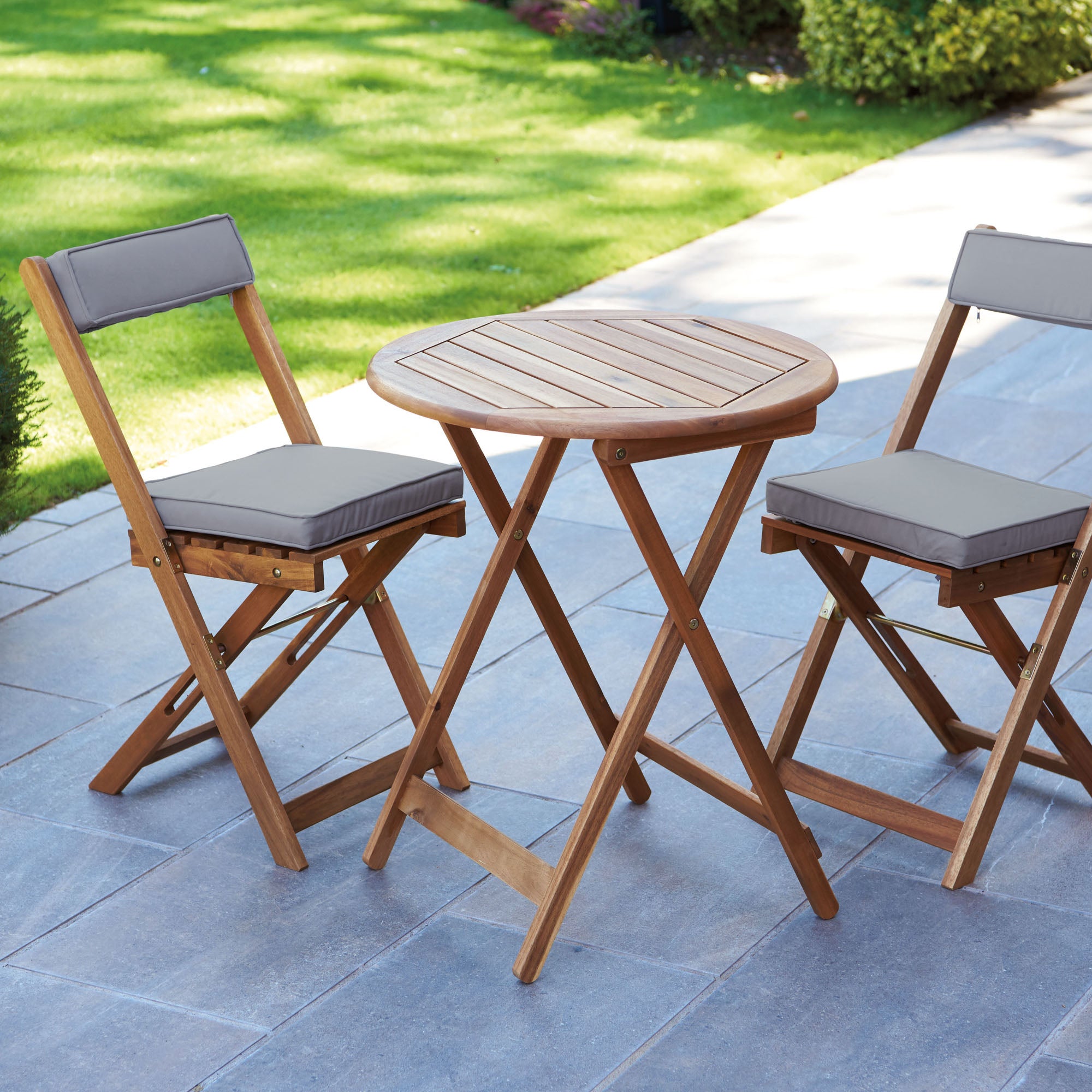 Raffles 2 Seater Hardwood Natural Bistro Set Brown
