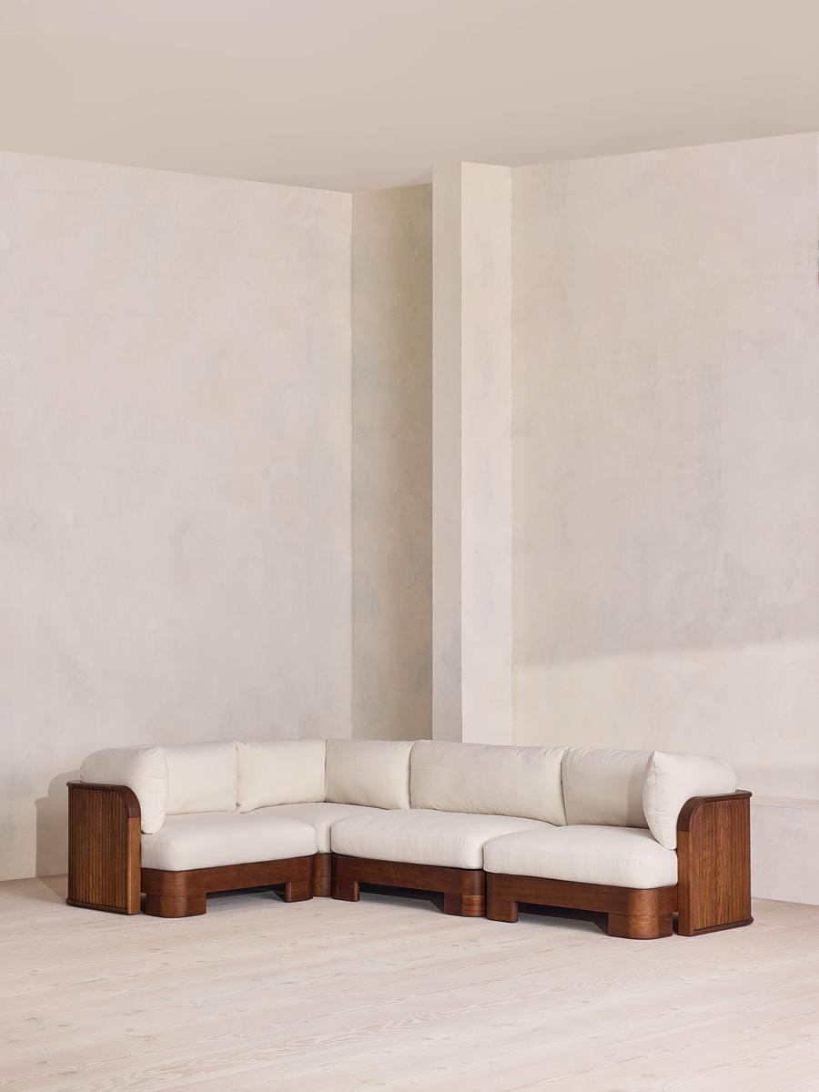 Odell Outdoor L-Shape Sofa, Off White