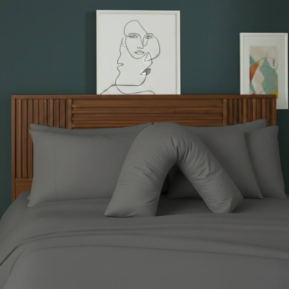 Snug City V Shape Pillowcase for Support Maternity Pillows Polycotton Easy Care in Grey