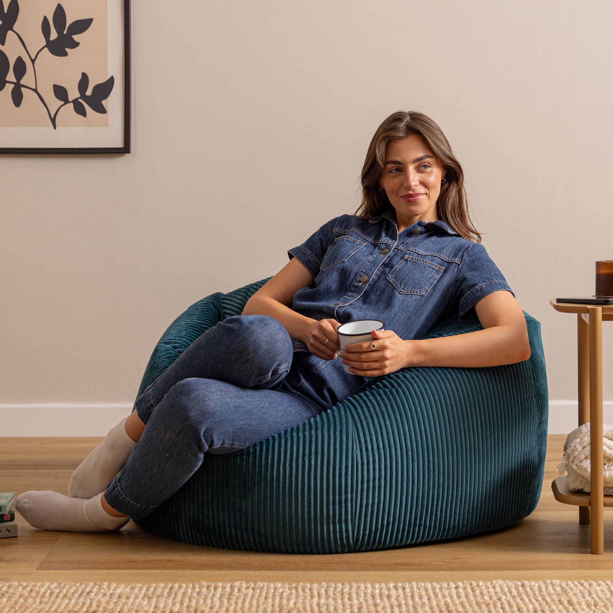 icon Kingston XL Jumbo Cord Classic Dome Bean Bag in Teal