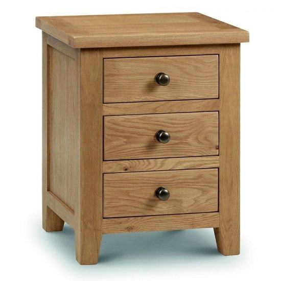 Porsha Three Drawers Bedside Cabinet In Waxed Oak Finish