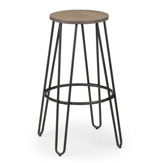 Dalston Wooden Round Bar Stool In Mocha Elm