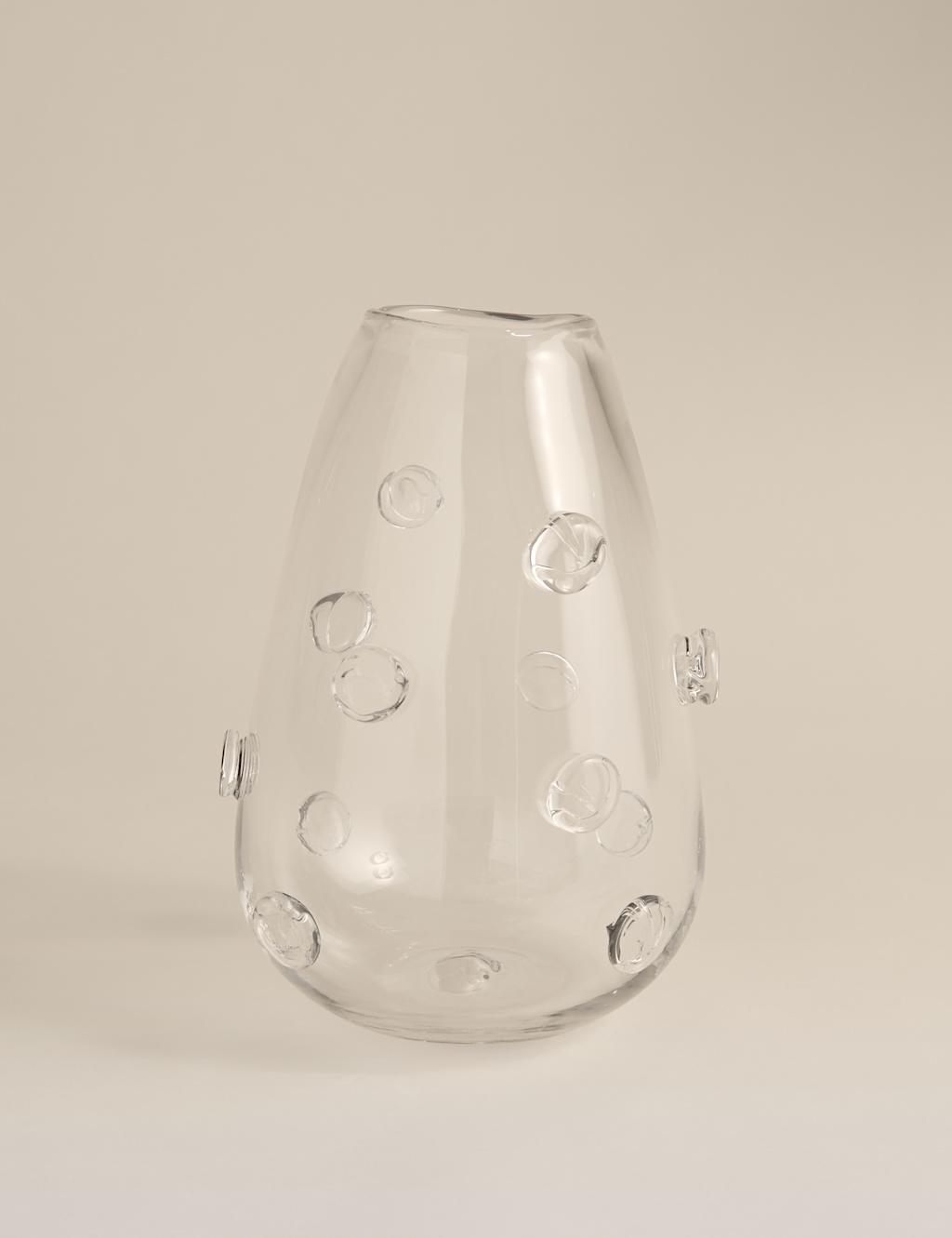 M&S 3D Raised Bobble Glass Vase Clear
